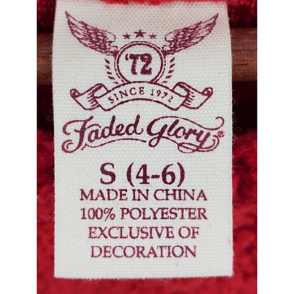 Sequin Reindeer 'Oh Deer' Red Christmas Fleece Top Sweater Small - Picture 3 of 7